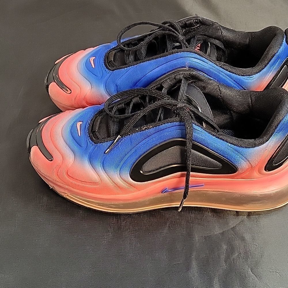 NIKE AIR MAX 720 GS BLACK RACER BLUE LACE-UP CLOSURE SNEAKER G1 - Picture 5 of 15